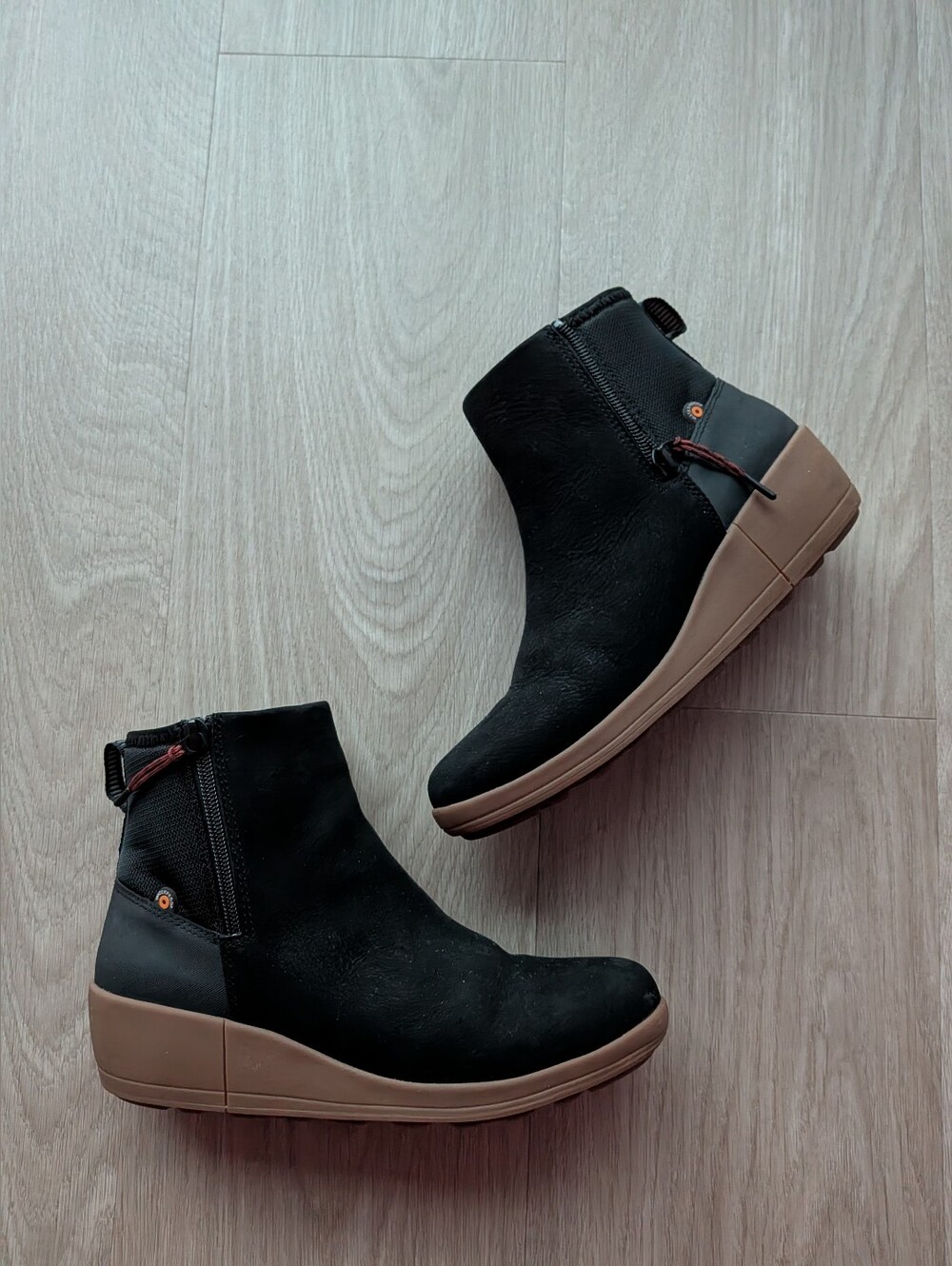 Bogs Black Suede-Look Wedge Ankle Booties